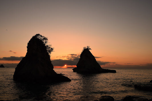 南房総の海に沈む夕日